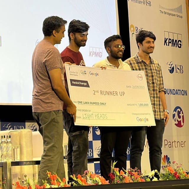 Team photo at Google Hack4Change winning moment